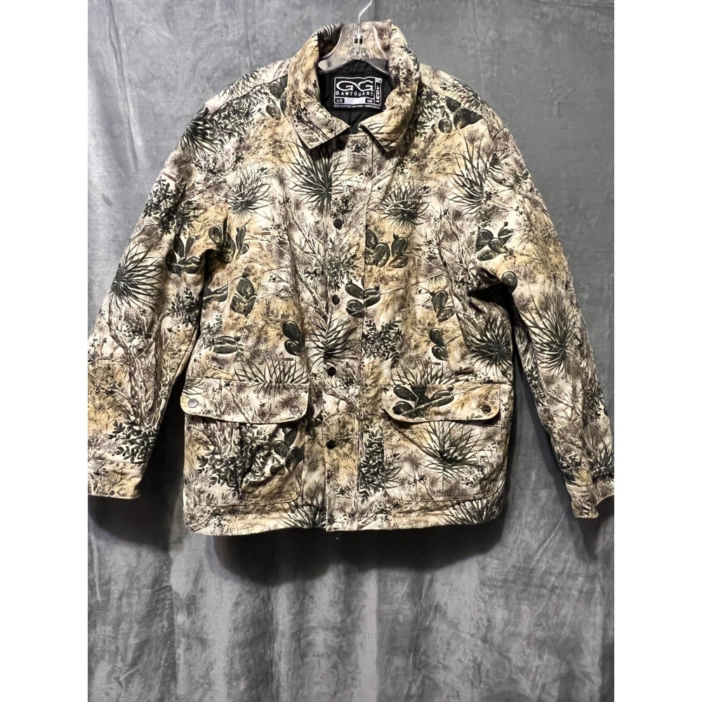 GameGuard Camo Field Jacket Men's Large Desert Brush Snap Front Hunting Coat